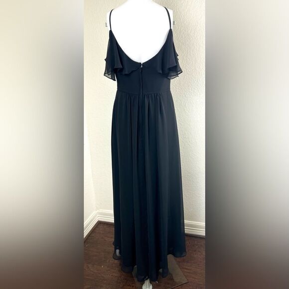 Morilee Madeline Gardner Black Chiffon Spaghetti Strap Dress - Picture 2 of 11